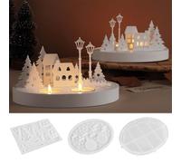 3 stampi in silicone per case, albero di Natale, formine in silicone, per case, per la strada, per la casa, per la Pasqua, per la casa, per la casa, per la Pasqua, per intonaco