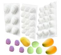 3 stampi in silicone per dessert francesi, stampi 3D in silicone a forma di frutta, mora/limone/mango, per mousse, torte, cioccolato, caramelle, pasticceria, gelatina, gelato