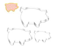 3 stampi per biscotti a forma di maiale, in acciaio inox, set a forma di maiale, in diverse misure, strumenti fai da te