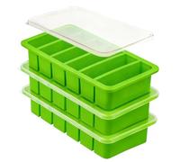 3 stampi per brodo a cubetti, zuppa di congelamento, brodo e salsa congelamento 6 x 120 ML per contenitore per porzioni perfette, pratico contenitore per alimenti in silicone (verde)