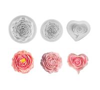 3 stampi per candele in silicone, con rose, chiodi di garofano, peonia, stampi in silicone, per versare fiori, 3D (cuore)