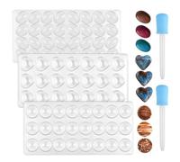 3 stampi per cioccolatini in policarbonato, trasparenti, con 2 contagocce, stampi 3D per gelatine, dolci, cubetti di ghiaccio