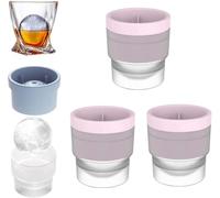 3 stampi per palline di ghiaccio, stampi rotondi per cubetti di ghiaccio con coperchi, senza BPA, impilabili, facili da rilasciare, in silicone, per whisky, cocktail bourbon, macchina per ghiaccio a
