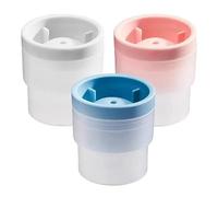 3 stampi per sfere di ghiaccio, impilabili, rotondi, per whisky, cocktail, salvaspazio, per congelatore, facili da rilasciare (3 pezzi, bianco, rosa e blu)