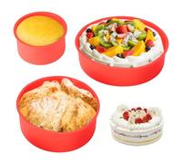 3 stampi per torte in silicone, rotondi, in silicone, con guanti da forno, 4/6/8, antiaderenti e stampi in silicone per torte, torte al formaggio, torta arcobaleno (rosso)
