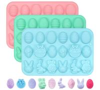 3 Stampi Uova di Pasqua Silicone, Stampo in Silicone Coniglio di Pasqua, Stampo Cioccolatini Pasquali, Uova, Coniglietto, Testa di Coniglio Stampi a Forma per Cioccolato Candele Sapone Torte Gelatina