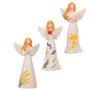 3 statuette di angeli di Natale: statuette di cherubini a forma di cuore in