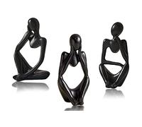 3 statuine astratte pensatore set mini statua in resina per casa moderna ufficio soggiorno scrivania scrivania (nero)