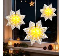 3 stelle 45cm di Natale illuminate 3D di carta natalizia da appendere a 8 punte, stelle pieghevoli a LED, stella di carta, paralume per Natale, decorazione della finestra, decorazione domestica