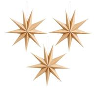 3 stelle di carta kraft da appendere, 30 cm, squisita stella pieghevole natalizia, 9 punte, stelle di carta natalizia, decorazione da tavolo, Natale, stanza, matrimonio