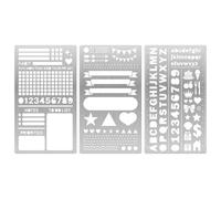 3 stencil in metallo per planner e journaling - Modelli riutilizzabili per elenchi, icone e numeri, ideali per bullet journal e accessori per la pianificazione giornaliera Stencils