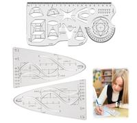 3 stencil per parabola matematica, geometria curva, righello, parabola, modello trasparente coseno, righello per sinusoidale tangente, disegno curvo, per scuola e ufficio