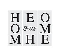 3 stencil verticali grandi in PET da 14 x 35,5 cm, stencil con lettere scavate design benvenuto stencil per parete, porta finestra