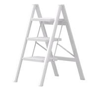 3 Step Ladder, Folding Stepladders, Multi-purpose Stepladders, Portable Folding Stool for Indoor House(bianca)