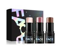 3 Stick Contour, Illuminante e Blush con Pennello - Stick Correttore Crema per Guance e Occhi, Lunga Durata, Impermeabile, Texture Liscia, per Tutti i Tipi di Pelle (2)