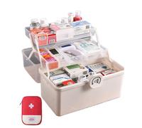 3 Strati Organizer Medicinali Bianco 34×19×22cm,Cassetta Medicinali,Scatola Medicinali,Organizer Medicine,Porta Medicine,Cassetta da pesca per Il Cucito,Cassetta Degli Attrezzi,Materiali,L'artigianato
