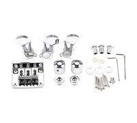 3 String Guitar Bridge Assembly Con Bloccaggio Tuning Pioli Manopole di Controllo Hardware Per Riparazioni E Dogane Costruisce Metallo Ponte Chitarra Hardware di Ricambio