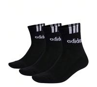, 3 Stripes Linear Half-Crew Chusioned 3P, Calzini, Nero Bianco, L, Unisex-Adult Questi Calzini Adidas A Un Quarto Aiutano A Prevenire I Rotoli Intorno alle Caviglie, Lasciando Respirare I Vitelli. Re