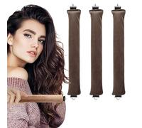 3 Stück Hitzefreie Lockenwickler, Heatless Curls Band, Lockenwickler Über Nacht mit Haken, Overnight Blowout Locken Ohne Hitze, Lockenwickler Heatless Curls für Alle Haartypen (Braun)