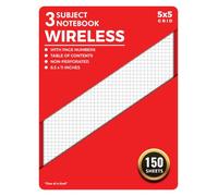 3 Subject Wireless Notebook Graph Paper 5 Squares per Inch Red: 300 Numbered Pages with Table of Contents | 150 Sheets | 8.5 x 11 inches | 5x5 Quad Ruled Grid