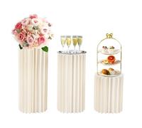 3 supporti per fiori pieghevoli, in carta bianca, altezza 20/40/60 cm, supporto per torte, supporto cilindrico con pannello in PVC, per matrimoni, compleanni, casa