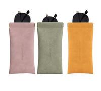 3 supporti per occhiali in pelle sottile con chiusura sicura per occhiali da sole e piccoli oggetti, borsa multiuso per accessori, Pog, taglia unica