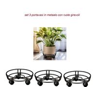 3 supporti porta vaso 3 ruote carrello piante secchio sottovaso bombola balcone