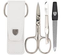 3 Swords Germany - Qualità di marca 3 pezzi manicure pedicure grooming kit set per la cura professionale delle unghie forbici file custodia in vera pelle in scatola regalo, Made in Solingen Germania