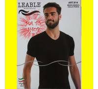 3 T-Shirt Maglia Intima Uomo LEABLE 814 Cotone Bielastico Collo V Manica Corta