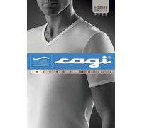 CAGI 3 T-Shirt Scollo a Punta Lana e Cotone Mezza Manica Art.5329 (4, Bianco)