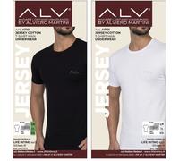 3 T-Shirt Uomo ALV BY ALVIERO MARTINI Cotone Maglie Bianco Nero Magliette Estive