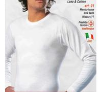 3 T-shirt uomo Leable manica lunga girocollo, cotone dentro e lana fuori art 91