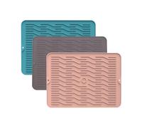 3 tappetini per macchina da caffè, scolapiatti in silicone, per stoviglie, antiscivolo e impermeabile, tappetino scolapiatti per lavello, tappetino asciutto per cucina (F, 38,1 x 28 x 0,32 cm)