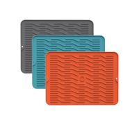 3 tappetini per macchina da caffè, scolapiatti in silicone, per stoviglie, antiscivolo e impermeabile, tappetino scolapiatti per lavello da cucina (D, 38,1 x 28 x 0,32 cm)