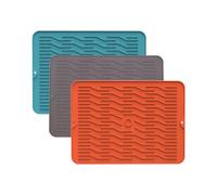 3 tappetini per macchina da caffè, scolapiatti in silicone, per stoviglie, antiscivolo e impermeabile, tappetino scolapiatti per lavello da cucina (G, 38,1 x 28 x 0,32 cm)