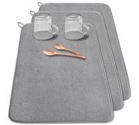3 tappetini per scolapiatti in microfibra XXL, 61 x 43,2 cm, assorbenti, grandi scolapiatti per caffè, mensole, sotto il lavandino, piani di lavoro (grigio)