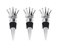 3 tappi per bottiglie di vino, tappo riutilizzabile per vino, corona argentata, tappo per bottiglie, adatto per bottiglie di vino rosso, bottiglie di vino, champagne