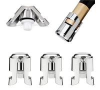 3 tappi per champagne, in acciaio inox, a prova di perdite, per prosecco cava, resistenti per bottiglie di vino, accessori da bar per casa e pub