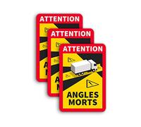 3 targhe magnetiche con la scritta in francese “Angle Morts”, da posizionare negli angoli ciechi di camion e camper, segnali di avviso con protezione UV, dimensioni: 25 x 17 cm