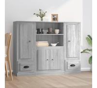 3 tavole in legno grigio Sonoma con molto spazio e design senza tempo, credenza durevole per arredamento elegante, resistente all'umidità e stabile