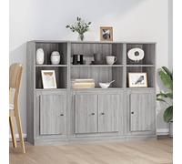 3 tavole in legno grigio Sonoma con spazio di archiviazione e superficie liscia, credenza durevole per arredamento elegante e conservazione, resistente all'umidità