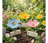 3 tazze per innaffiare le api a forma di fiore, impollinatore assetato da giardino, per esterni, per cortile, prato, patio, decorazione