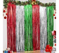 3 tende con frange in alluminio per decorazione di Natale, 3,2 x 8,0 m, colore rosso, per Natale, Capodanno, feste di amicizia