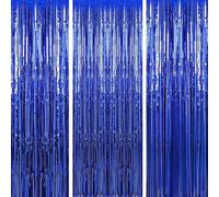 3 tende con tinsel blu, con brillantini, tinsel e frange, decorazione per feste, compleanni, matrimoni, festival, Natale, addio al nubilato, baby shower