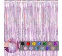 3 tende da porta rosa pastello glitterate, 1 x 2 m, con frange luccicanti, decorazioni per feste di compleanno per ragazze, unicorni, sirene, fate, principesse