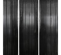 3 tende di colore nero, con brillantini, tinsel e frange, decorazione per feste, feste di compleanno, matrimoni, festival, shower, addio al nubilato, baby shower