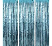 3 tende tinsel blu cielo, con brillantini, tinsel e frange, decorazione per feste, feste di compleanno, matrimoni, festival, decorazioni per palcoscenico, shower addio al nubilato
