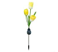 3 teste LED solari tulipano luci e realistico giardino palo illuminazione (D)
