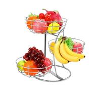 3 Tier Basket - Fruit Storage for Counter | Metal Tiered Rack with Robust Support & Vivid Finish Matte Texture for Vegetables, Potato, Bread, Snack, Home, Restaurant and Professional Utility