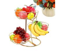3-Tier Fruit Basket With Banana Hanger | Metal Non-Slip Kitchen Counter Storage Stand | Frutta, Vegetable & Snack Organizer For Pantry, Cabinet, Apartment, Ristorante, Party | Removable Tiered Bread &